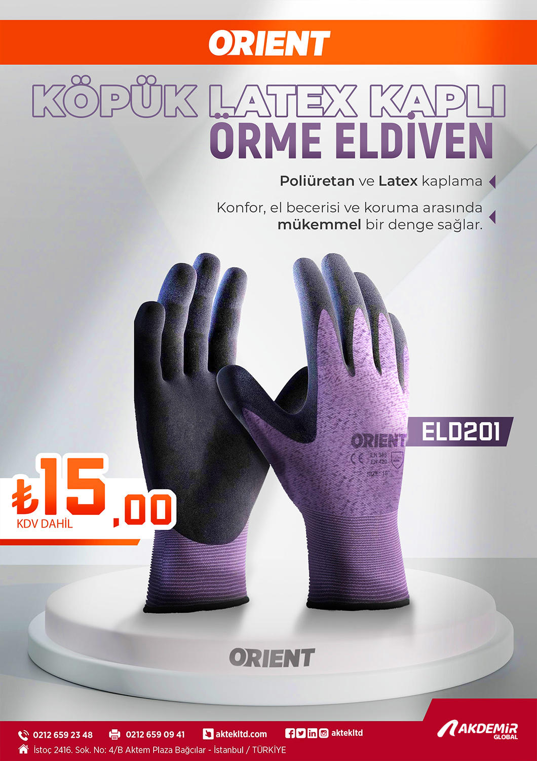 ORIENT Köpük+Latex Kaplı Örme Eldiven Kampanyası