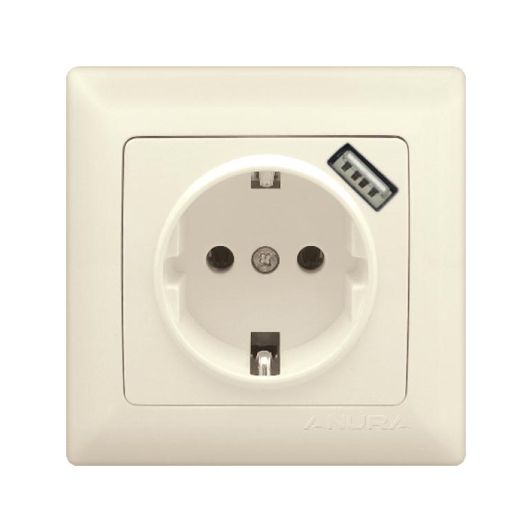 AE01207U USB'li Topraklı Priz