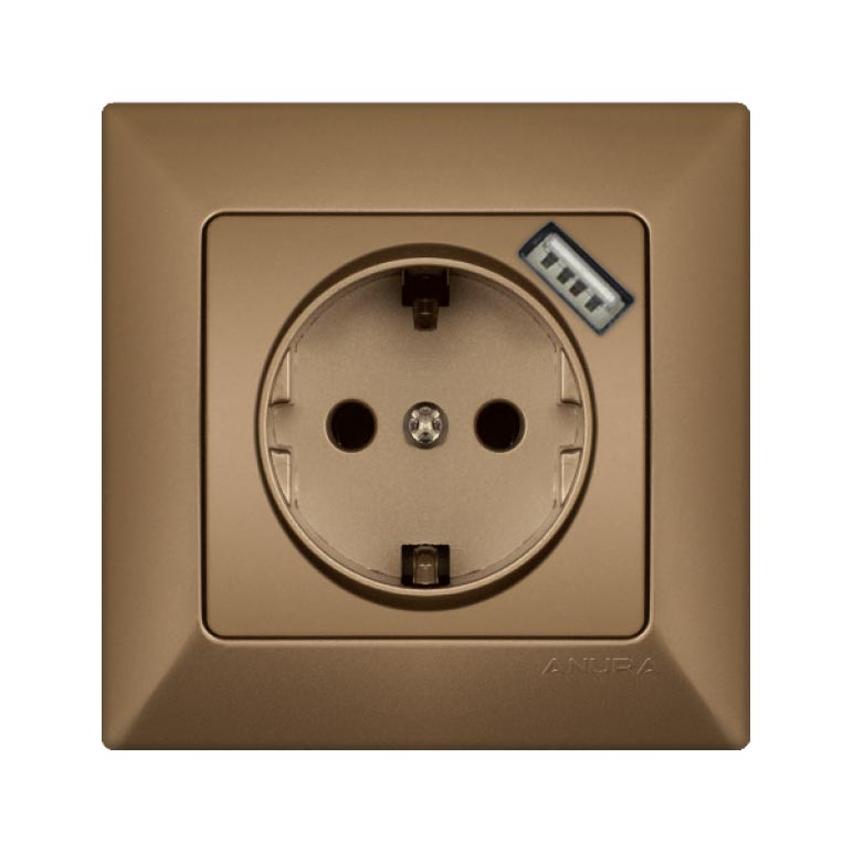 AE01407U USB'li Topraklı Priz
