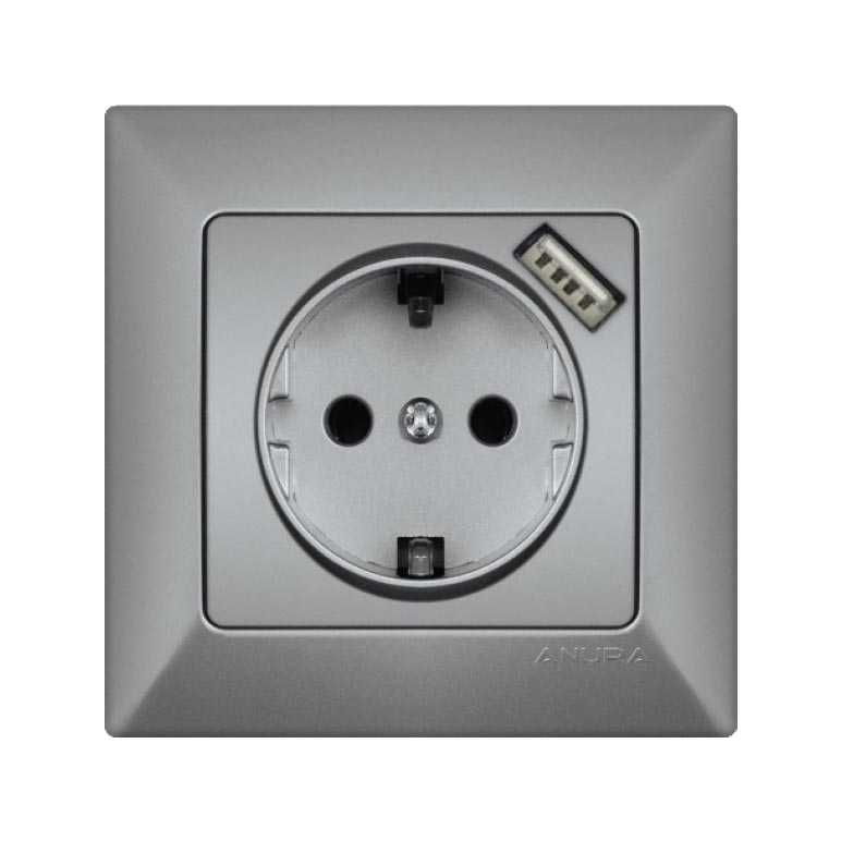 AE01307U USB'li Topraklı Priz